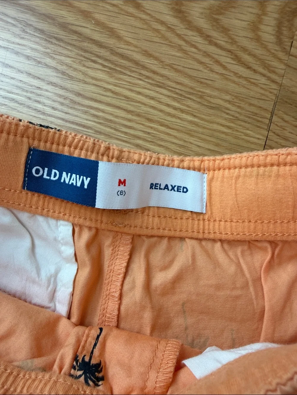 Old Navy Peach Palm-Print Drawcord Shorts
